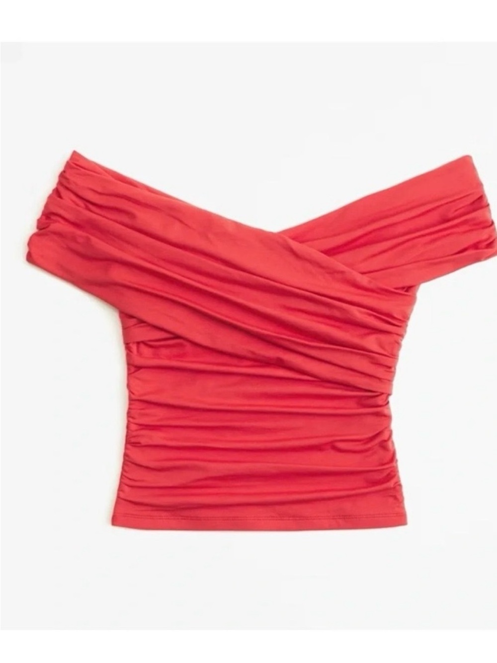 Abercrombie & Fitch Off-Shoulder Ruched Red Women's Top Size XXS